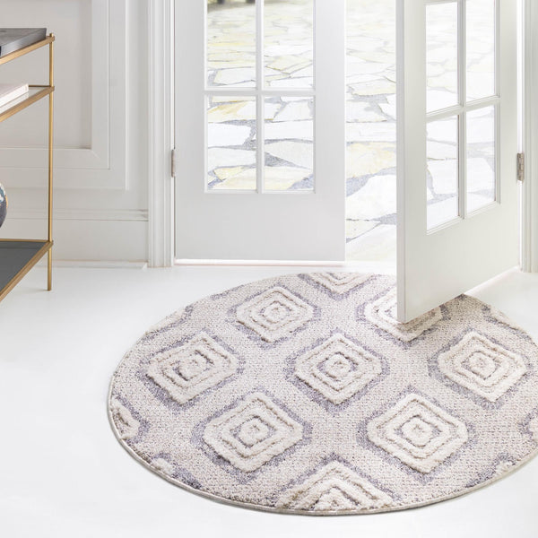 Navajo Sands Collection Area Rug -  CanyonDeChelly Round Ivory  lifestyle 70