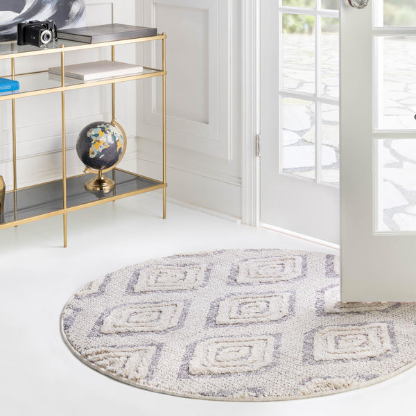 Navajo Sands Collection Area Rug -  CanyonDeChelly Round Ivory  lifestyle 76