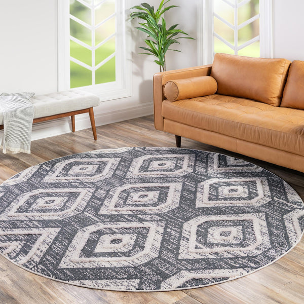 Navajo Sands Collection Area Rug -  CanyonDeChelly Round Blue Gray  lifestyle 59
