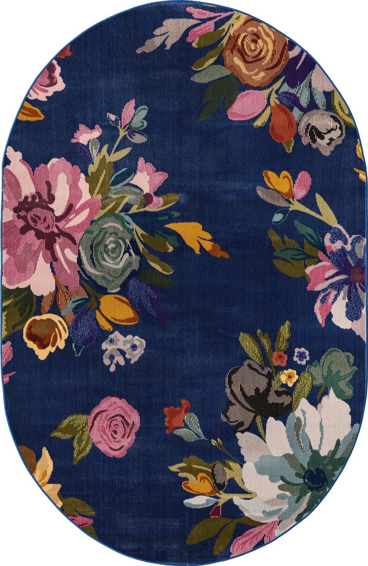 Meadow Breeze Collection Area Rug - Wildflower Oval Blue  lifestyle 73