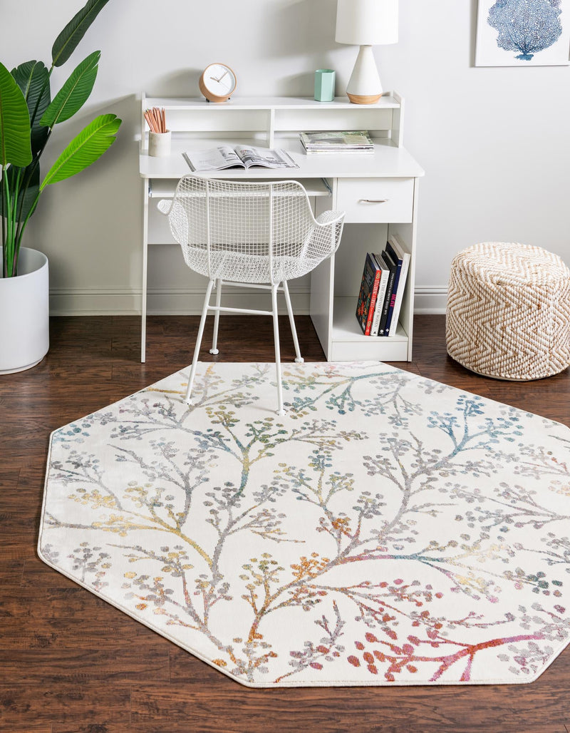 Meadow Breeze Collection Area Rug -  Sunbeam Octagon Ivory  lifestyle 35