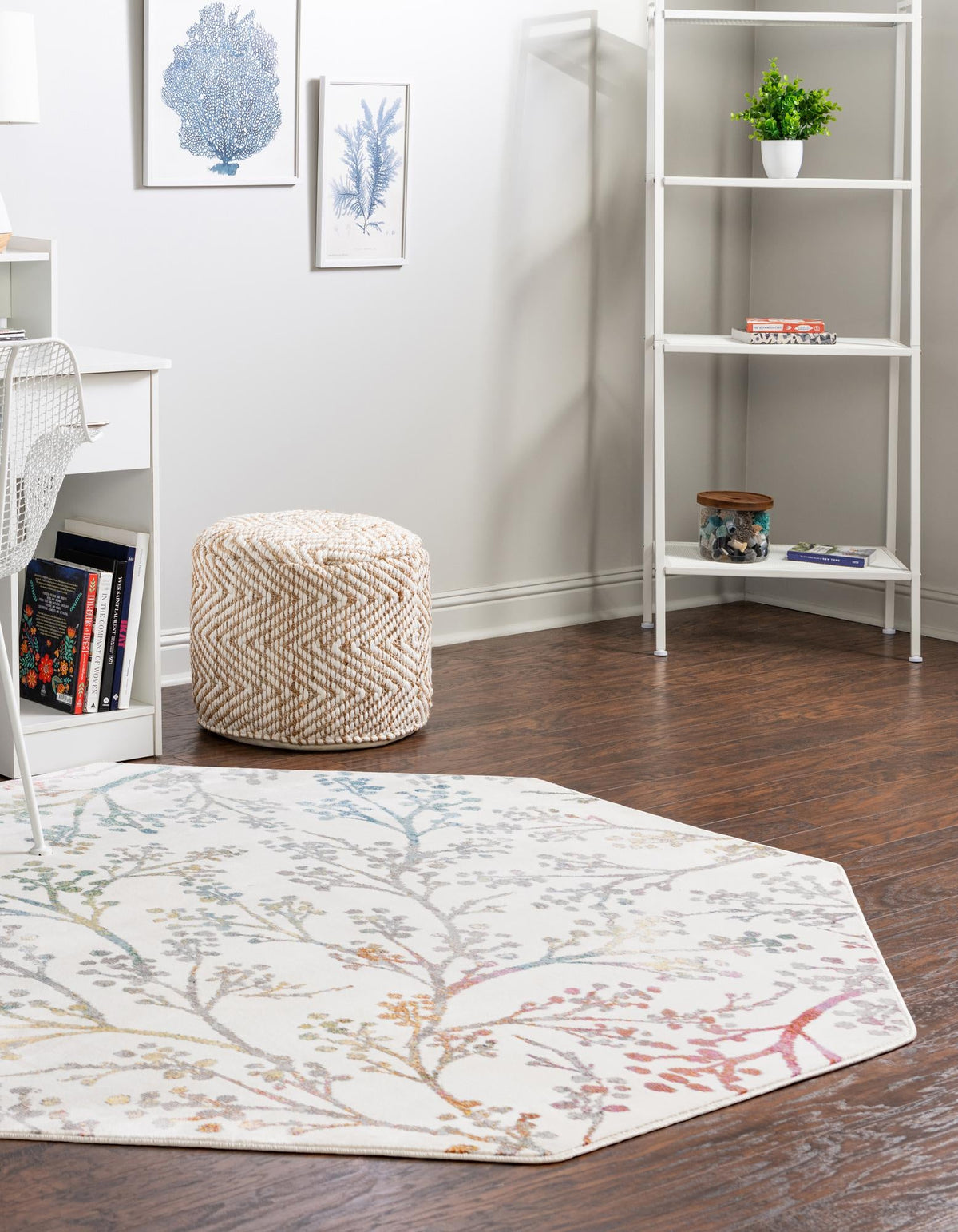 Meadow Breeze Collection Area Rug -  Sunbeam Octagon Ivory  lifestyle 45