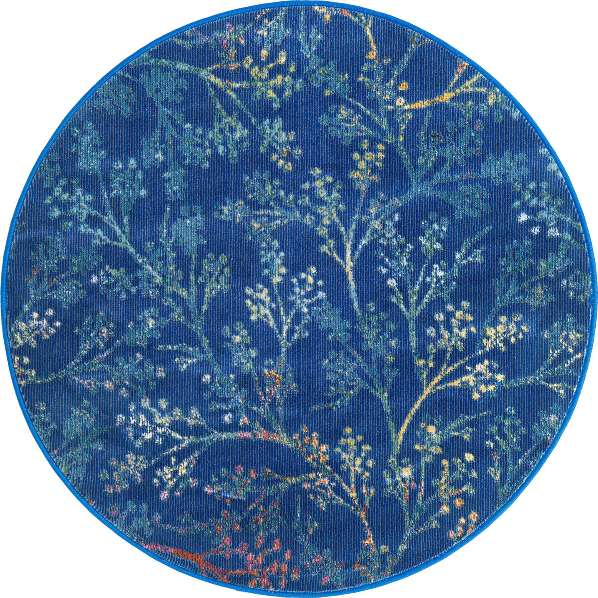 Meadow Breeze Collection Area Rug -  Sunbeam Round Blue  lifestyle 18