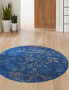 Meadow Breeze Collection Area Rug -  Sunbeam Round Blue  lifestyle 26