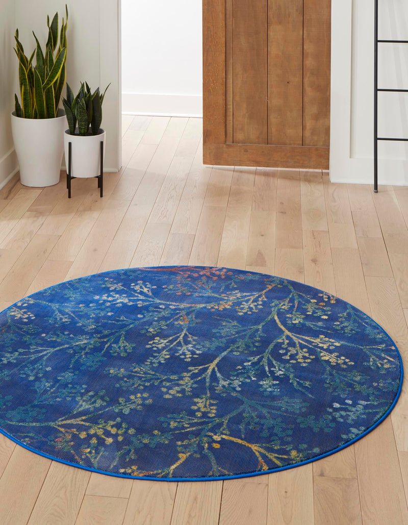 Meadow Breeze Collection Area Rug -  Sunbeam Round Blue  lifestyle 26