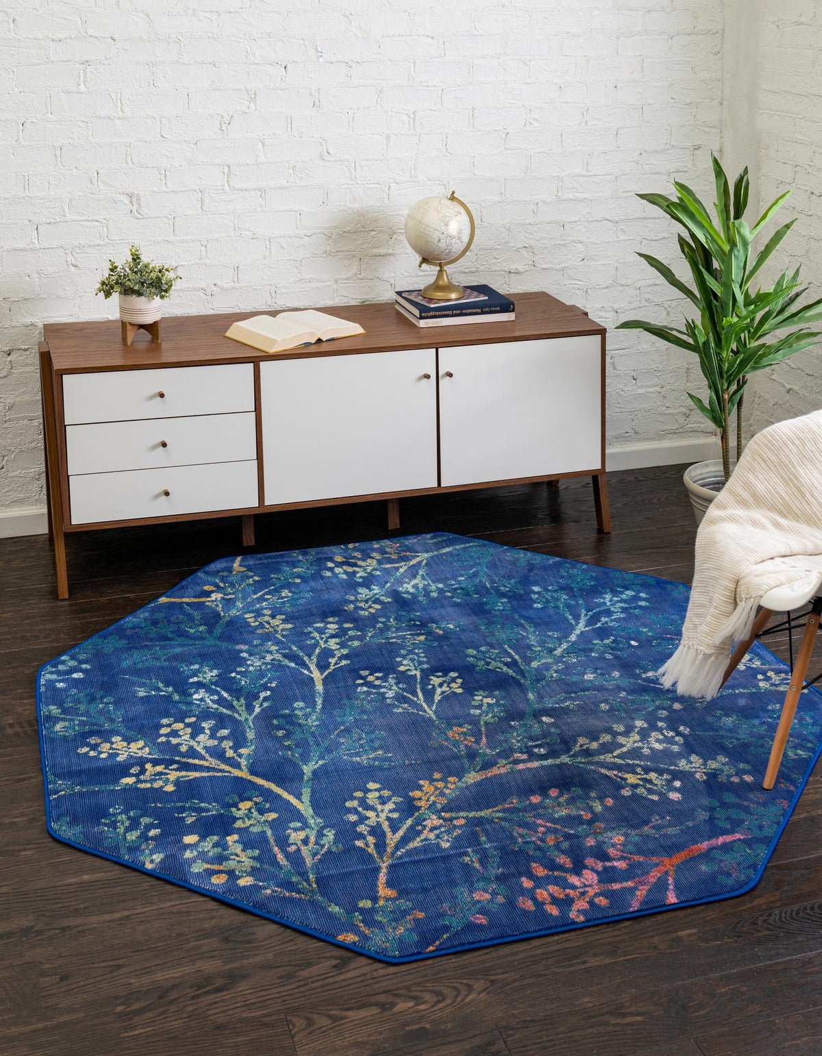 Meadow Breeze Collection Area Rug -  Sunbeam Octagon Blue  lifestyle 29