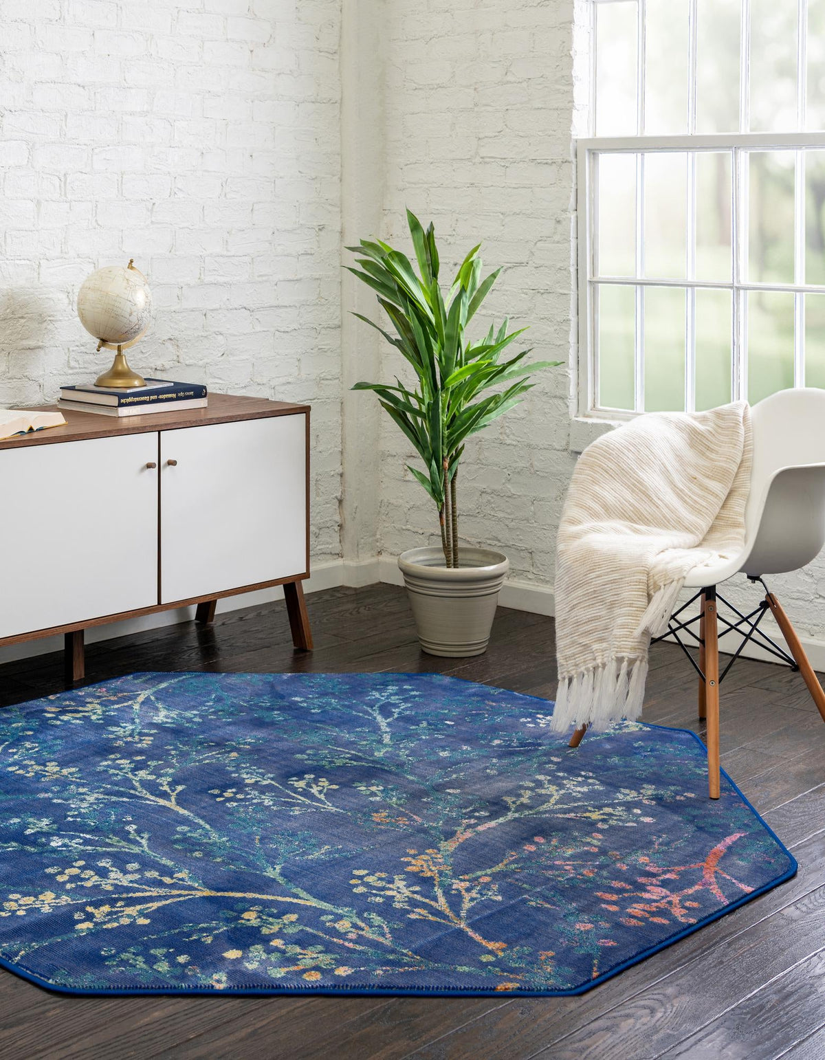Meadow Breeze Collection Area Rug -  Sunbeam Octagon Blue  lifestyle 37