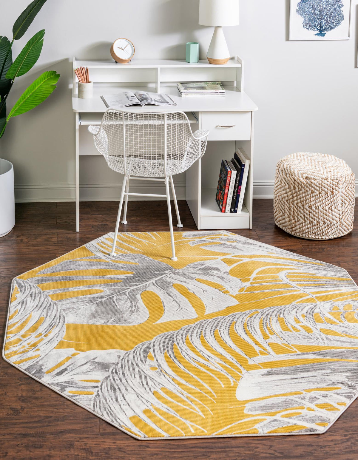 Meadow Breeze Collection Area Rug -  Clover Octagon Yellow  lifestyle 45