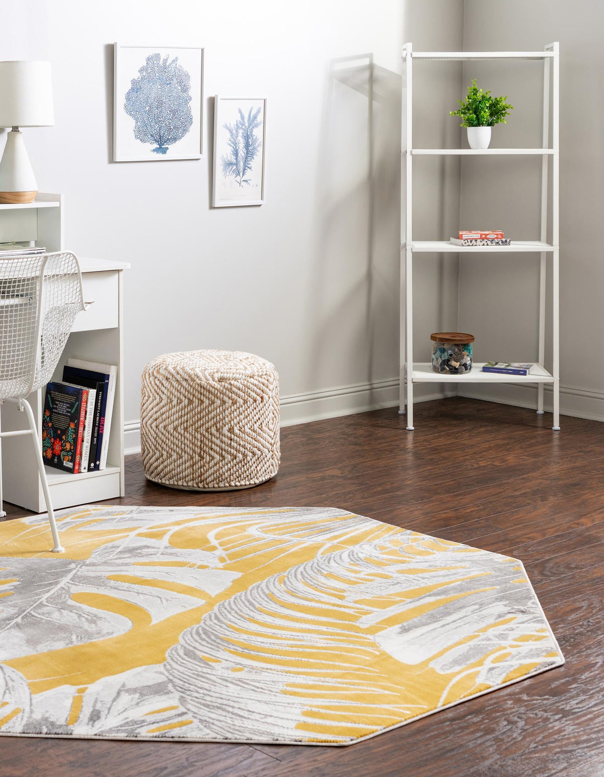 Meadow Breeze Collection Area Rug -  Clover Octagon Yellow  lifestyle 60