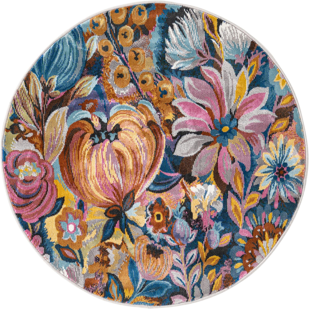 Meadow Breeze Collection Area Rug -  Daffodil Round Multi  lifestyle 9