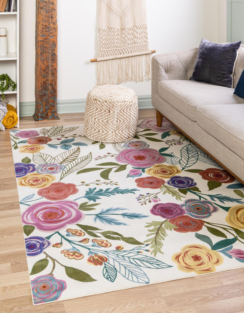 Meadow Breeze Collection Area Rug -  Petal Rectangle Ivory  lifestyle 4
