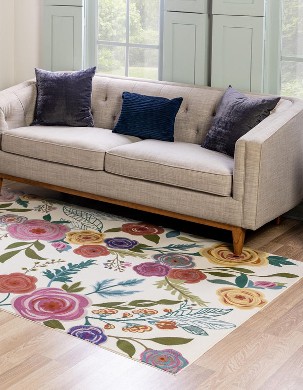 Meadow Breeze Collection Area Rug -  Petal Rectangle Ivory  lifestyle 6
