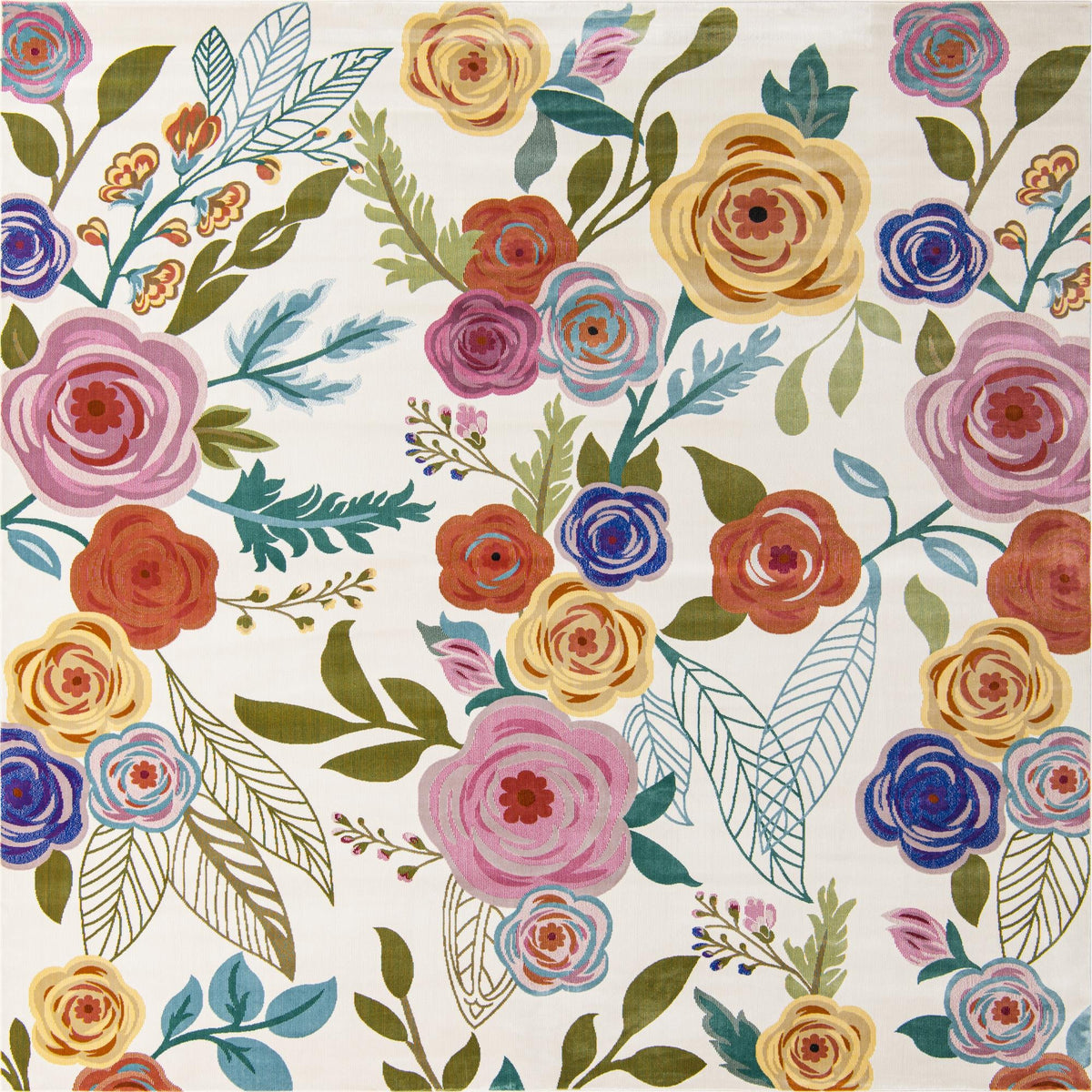 Meadow Breeze Collection Area Rug -  Petal Square Ivory  lifestyle 27