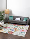 Meadow Breeze Collection Area Rug -  Petal Square Ivory  lifestyle 36