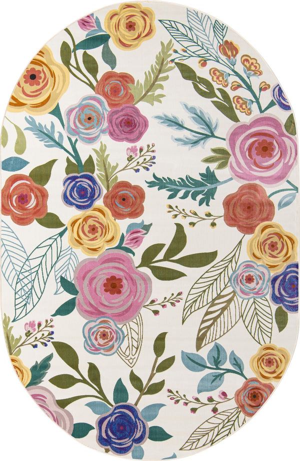 Meadow Breeze Collection Area Rug -  Petal Oval Ivory  lifestyle 28
