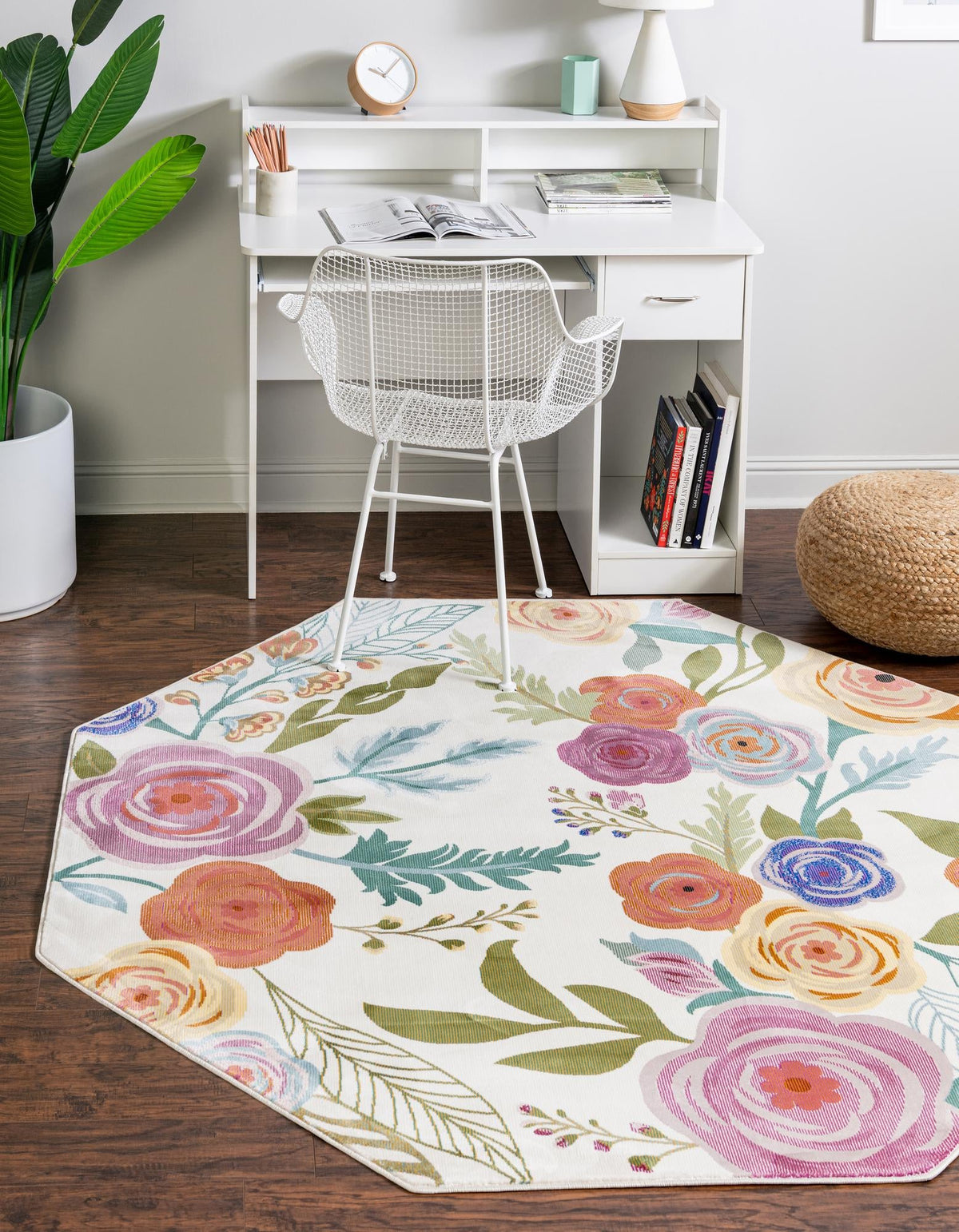 Meadow Breeze Collection Area Rug -  Petal Octagon Ivory  lifestyle 38