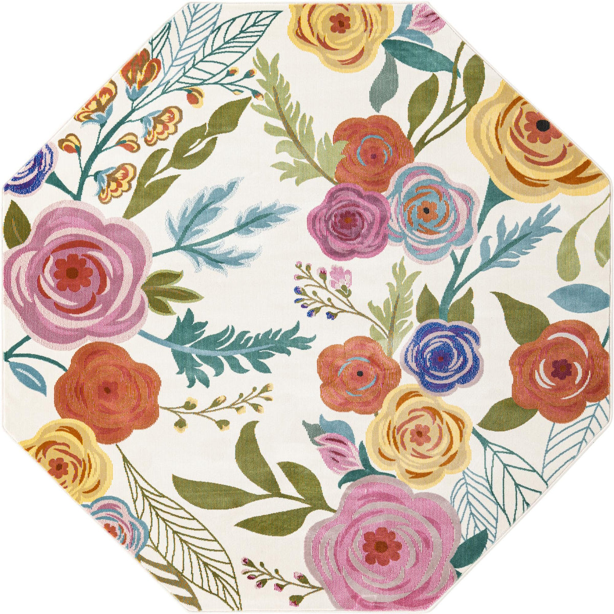 Meadow Breeze Collection Area Rug -  Petal Octagon Ivory  lifestyle 29