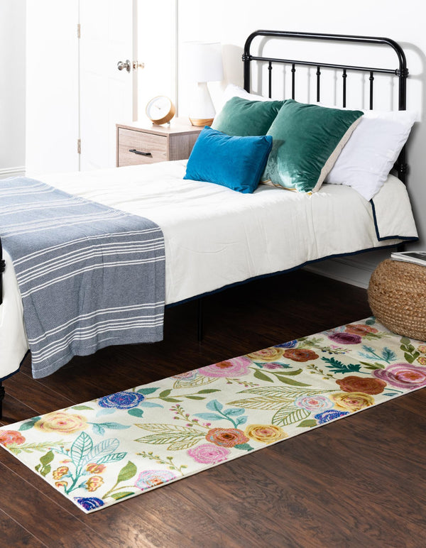 Meadow Breeze Collection Area Rug -  Petal Runner Ivory  lifestyle 48