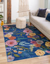 Meadow Breeze Collection Area Rug -  Petal Rectangle Blue  lifestyle 3