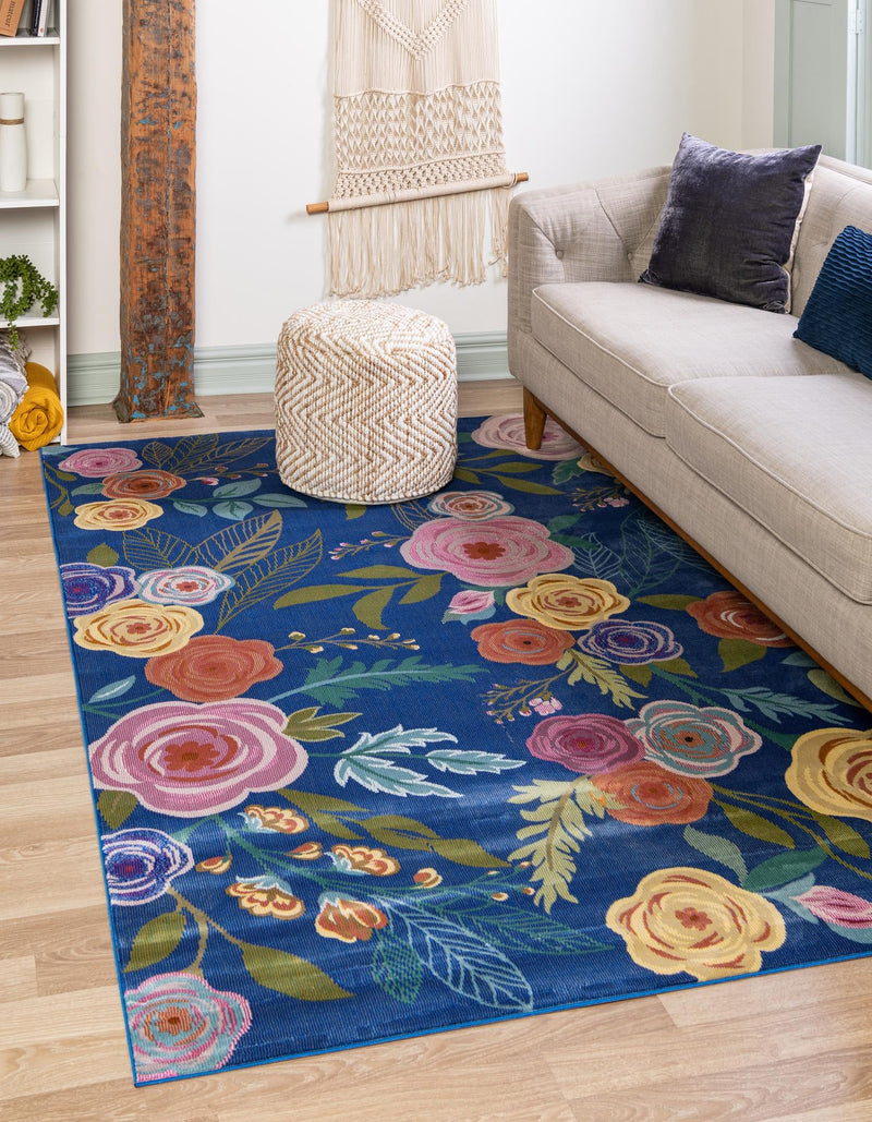 Meadow Breeze Collection Area Rug -  Petal Rectangle Blue  lifestyle 3