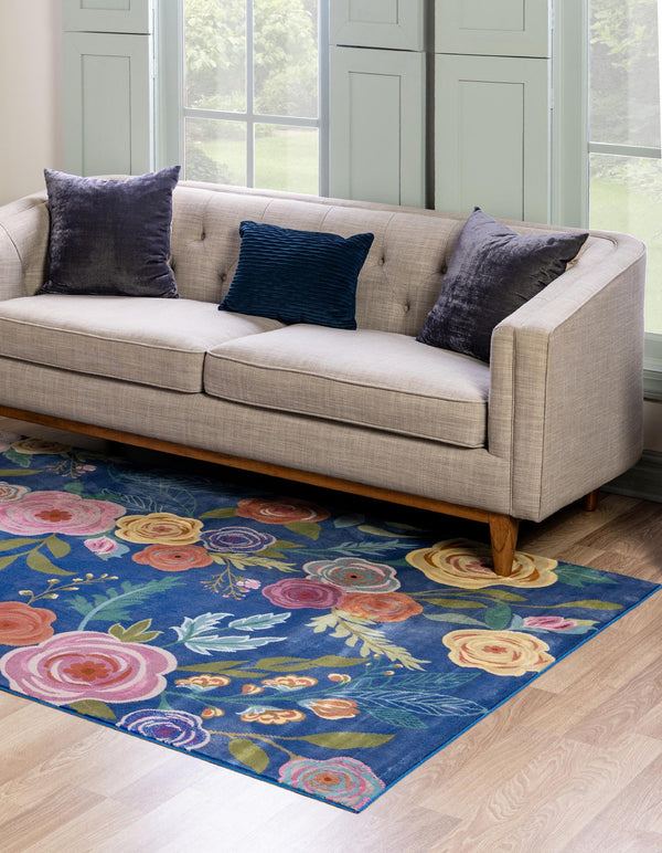 Meadow Breeze Collection Area Rug -  Petal Rectangle Blue  lifestyle 5