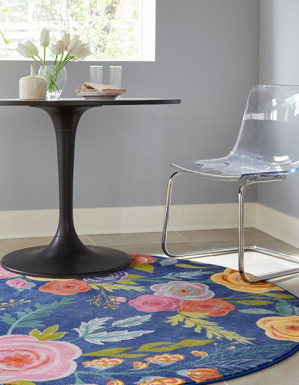 Meadow Breeze Collection Area Rug -  Petal Round Blue  lifestyle 40