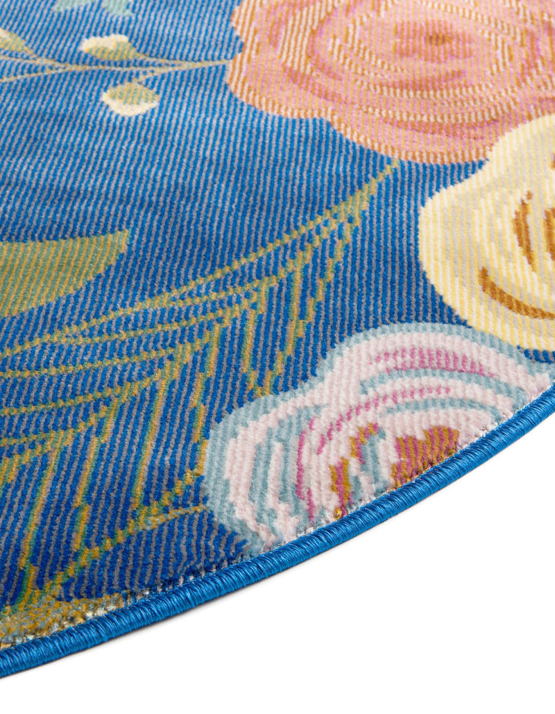 Meadow Breeze Collection Area Rug -  Petal Round Blue  lifestyle 67