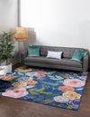 Meadow Breeze Collection Area Rug -  Petal Square Blue  lifestyle 34