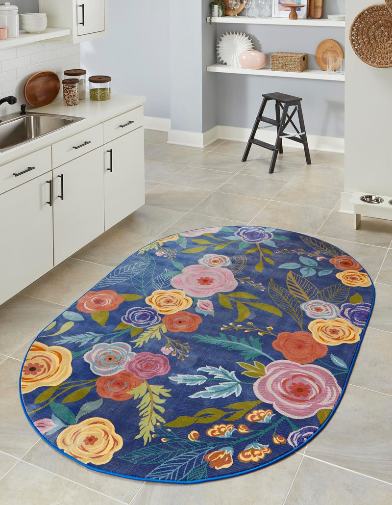 Meadow Breeze Collection Area Rug -  Petal Oval Blue  lifestyle 32