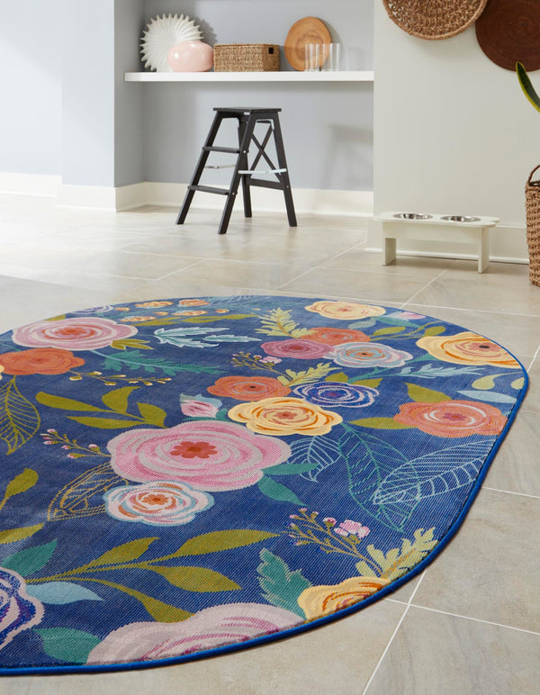 Meadow Breeze Collection Area Rug -  Petal Oval Blue  lifestyle 41