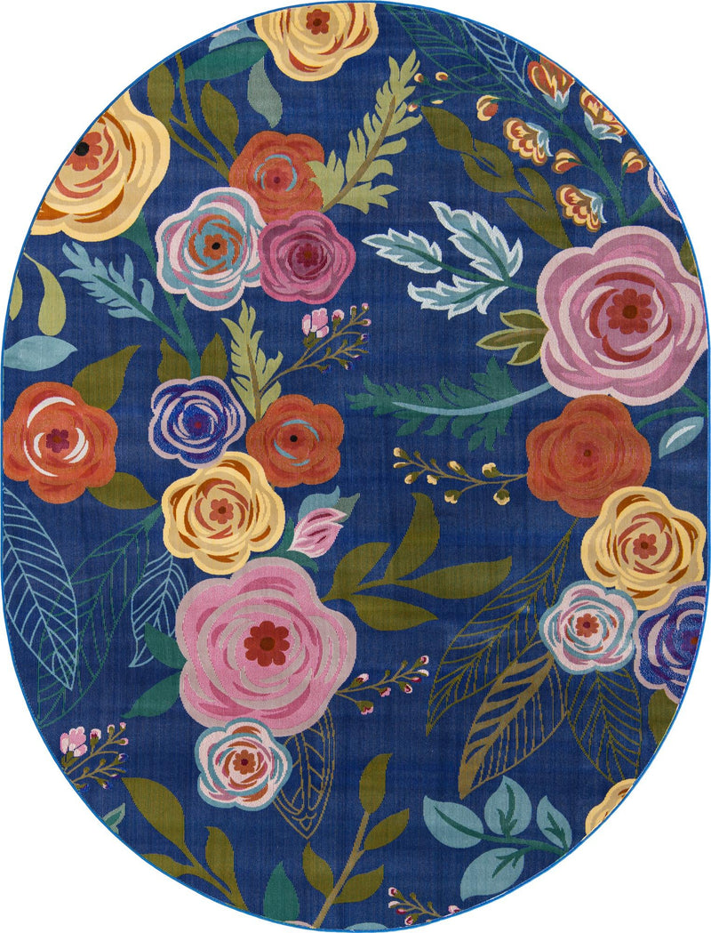 Meadow Breeze Collection Area Rug -  Petal Oval Blue  lifestyle 23