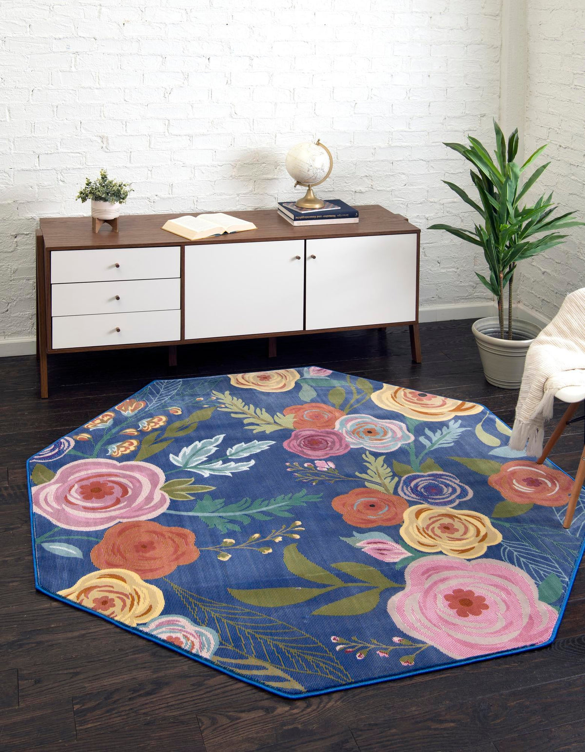 Meadow Breeze Collection Area Rug -  Petal Octagon Blue  lifestyle 41