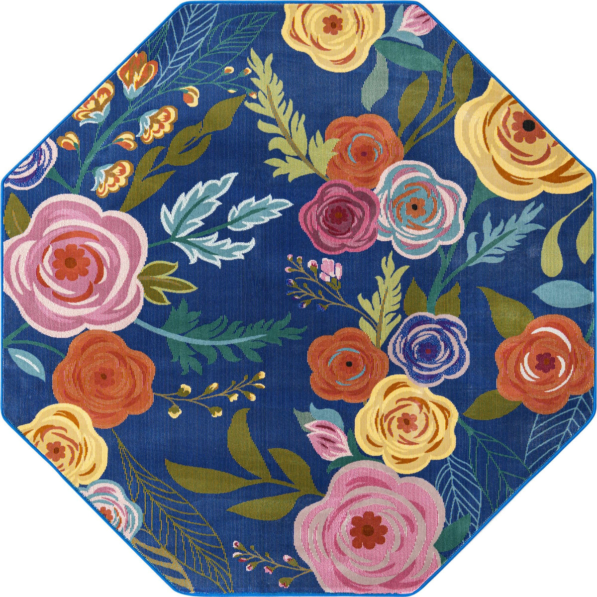 Meadow Breeze Collection Area Rug -  Petal Octagon Blue  lifestyle 32