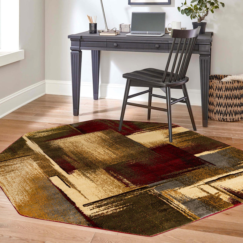 Bistro Lounge Collection Area Rug -  Doppio Octagon Multi  lifestyle 64