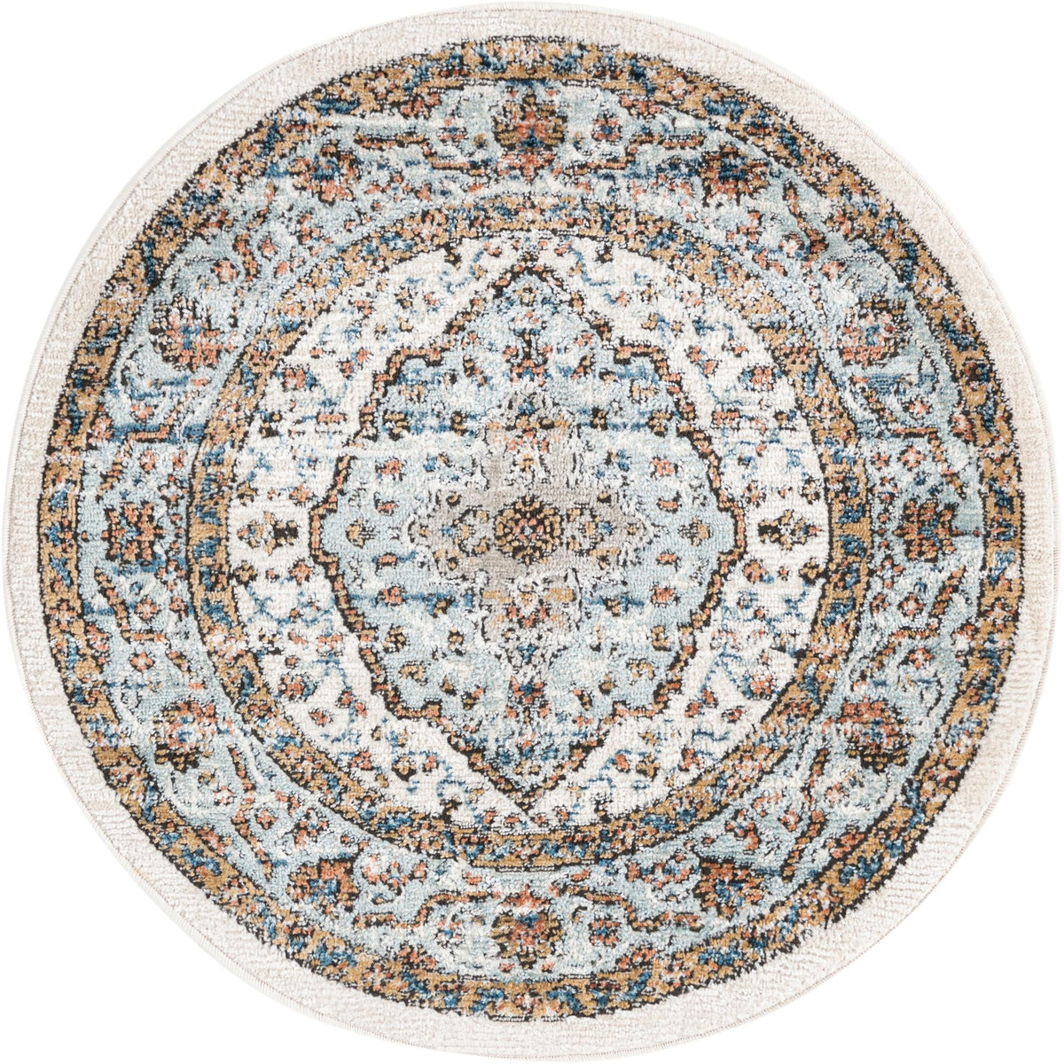 Mykonos Manor Collection Area Rug - Delos Round Ivory  lifestyle 27