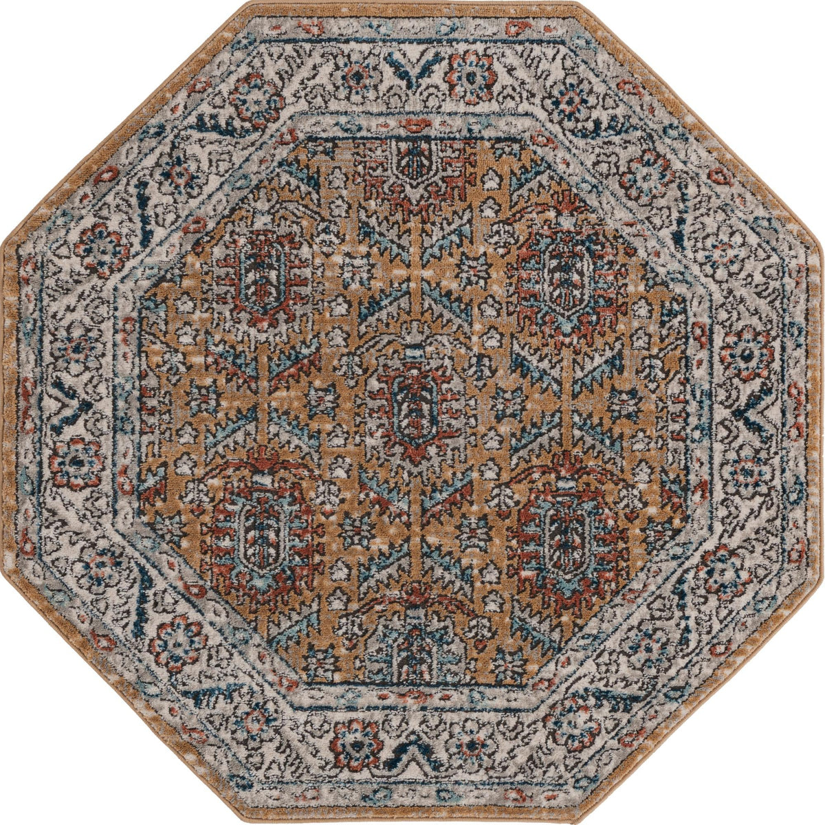Mykonos Manor Collection Area Rug -  Paros Octagon Mustard Yellow  lifestyle 81