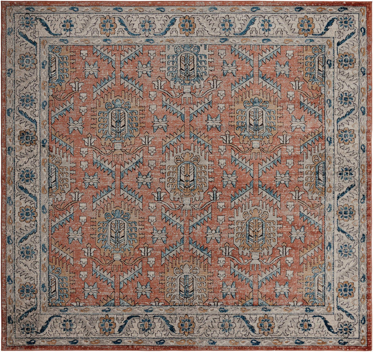 Mykonos Manor Collection Area Rug -  Paros Square Salmon Pink  lifestyle 85