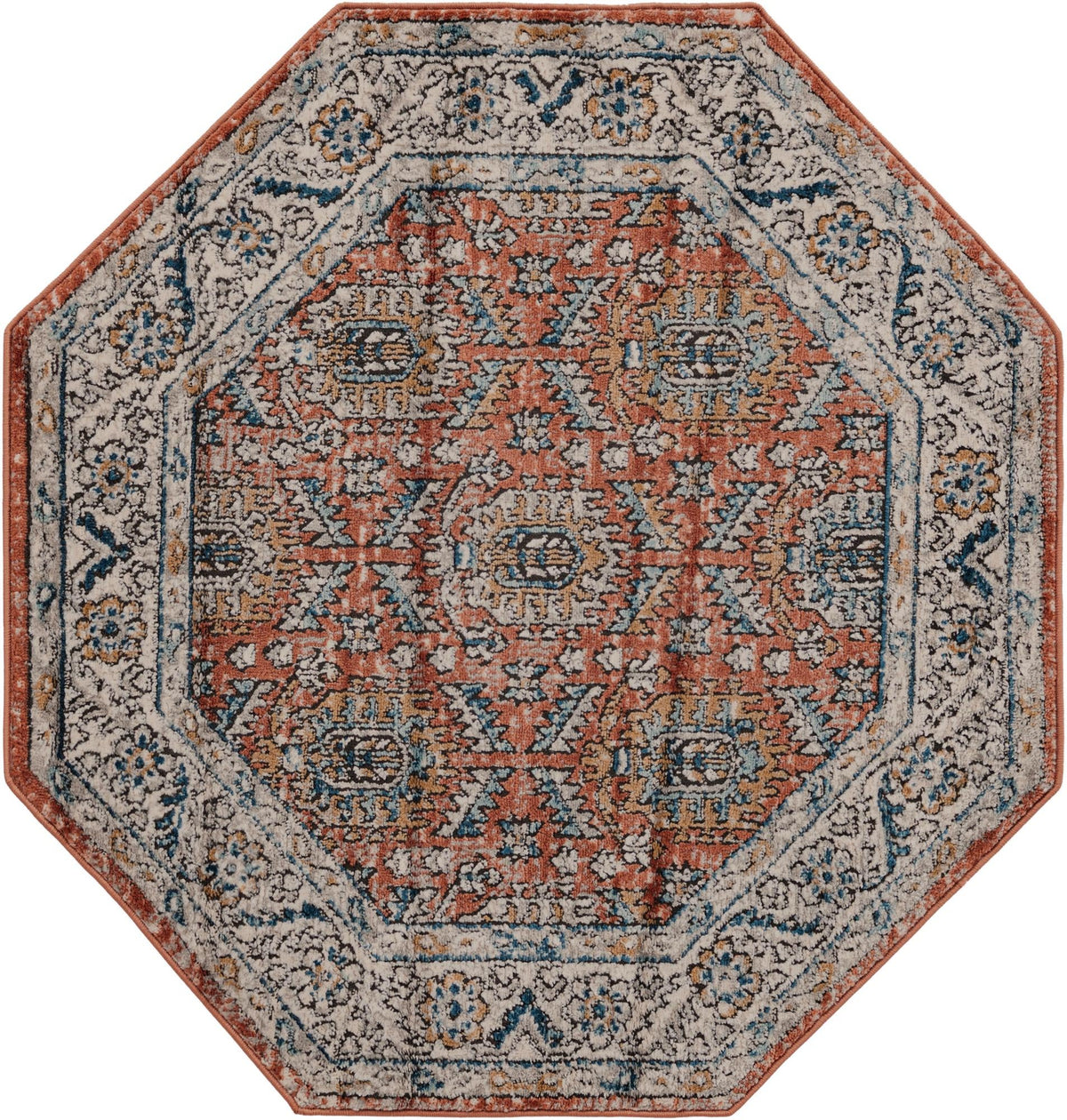 Mykonos Manor Collection Area Rug -  Paros Octagon Salmon Pink  lifestyle 82