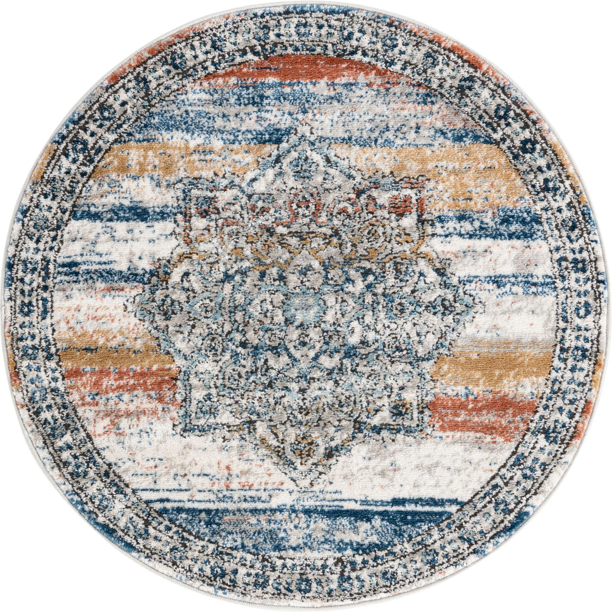 Mykonos Manor Collection Area Rug -  Tinos (Multi) Round Multi  lifestyle 9