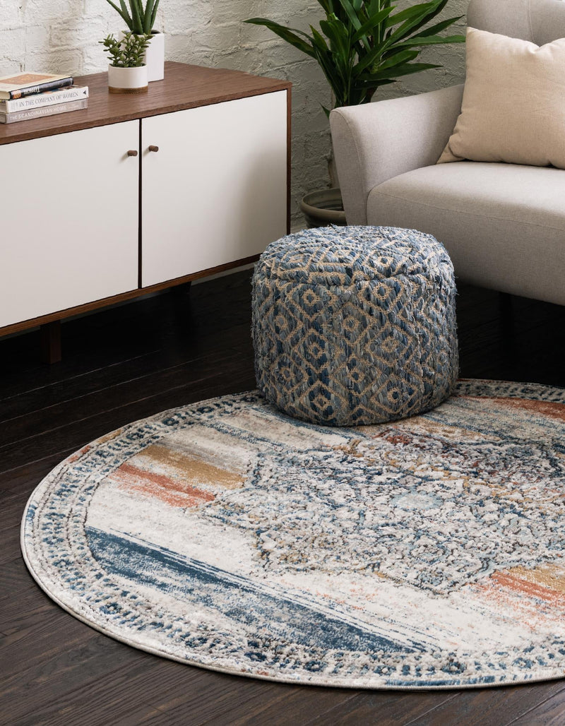 Mykonos Manor Collection Area Rug -  Tinos (Multi) Round Multi  lifestyle 19
