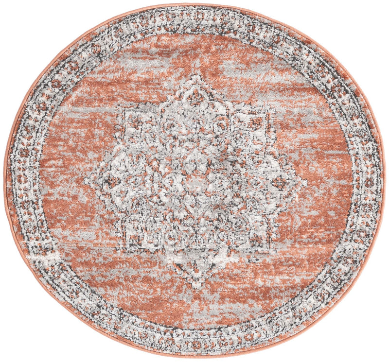 Mykonos Manor Collection Area Rug -  Tinos (Salmon Pink) Round Salmon Pink  lifestyle 9