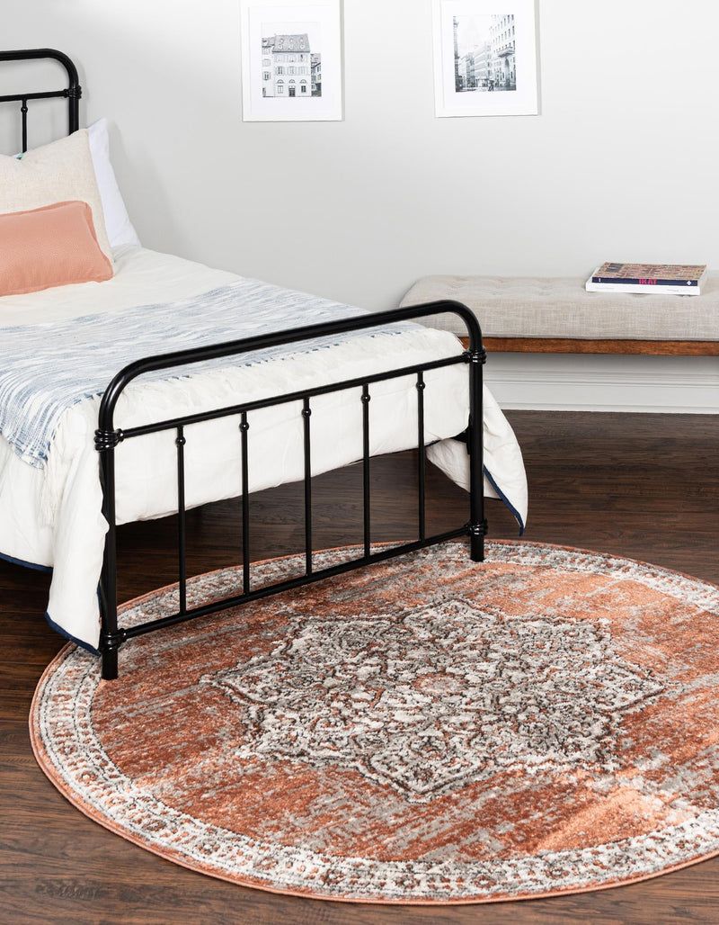 Mykonos Manor Collection Area Rug -  Tinos (Salmon Pink) Round Salmon Pink  lifestyle 19