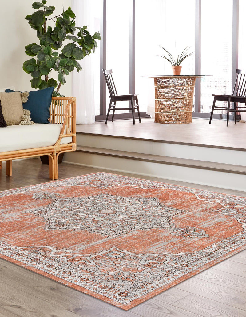 Mykonos Manor Collection Area Rug -  Tinos (Salmon Pink) Square Salmon Pink  lifestyle 20