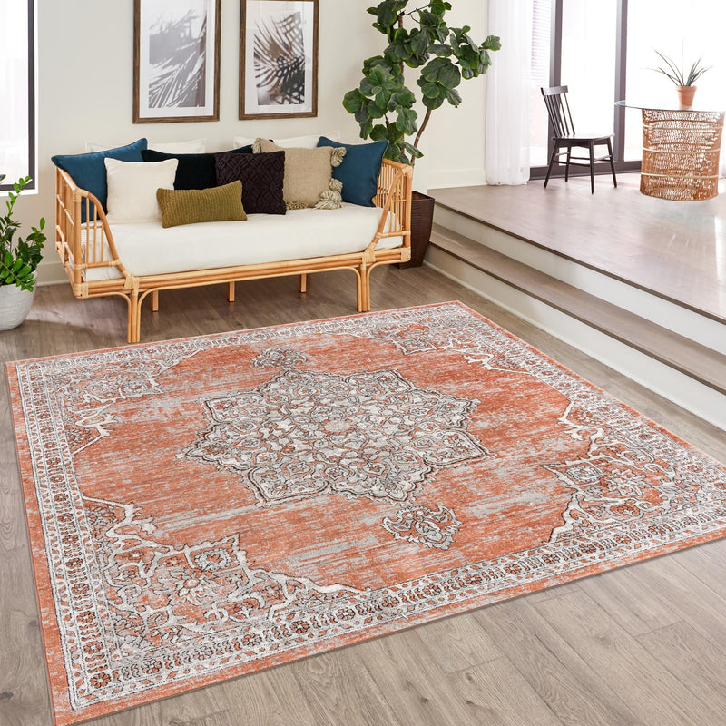 Mykonos Manor Collection Area Rug -  Tinos (Salmon Pink) Square Salmon Pink  lifestyle 49