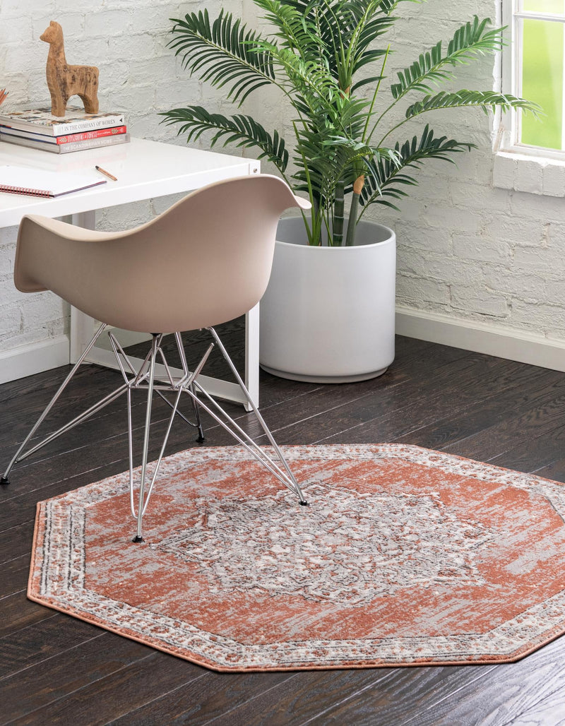 Mykonos Manor Collection Area Rug -  Tinos (Salmon Pink) Octagon Salmon Pink  lifestyle 22