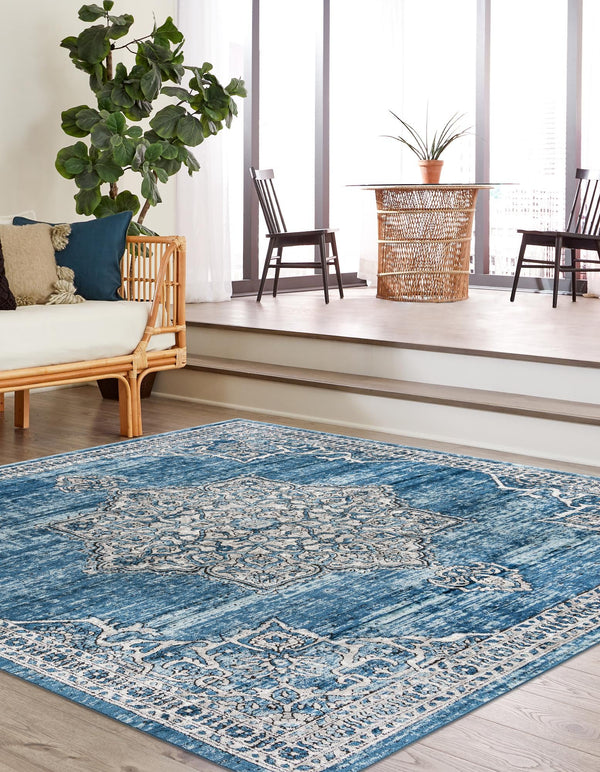 Mykonos Manor Collection Area Rug -  Tinos (Blue) Square Blue  lifestyle 20