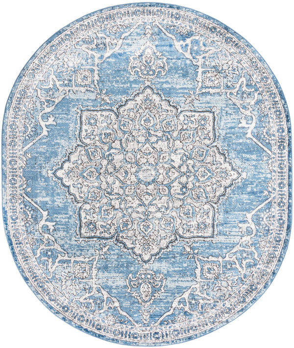 Mykonos Manor Collection Area Rug -  Tinos (Blue) Oval Blue  lifestyle 11