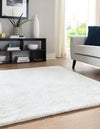 Solid Shag Seaside Collection Area Rug - Azure Cove (Snow White) Square Snow White  lifestyle 30