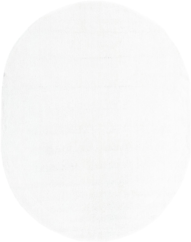 Solid Shag Seaside Collection Area Rug - Azure Cove (Snow White) Oval Snow White  lifestyle 21