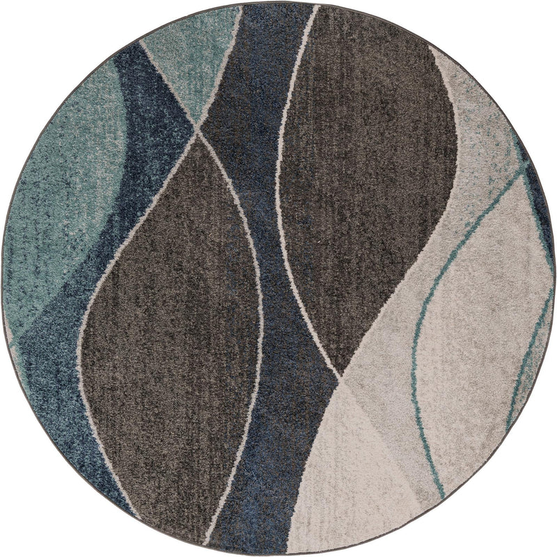 Autumn Meadow Collection Area Rug -  Emberglow Round Blue Gray  lifestyle 29